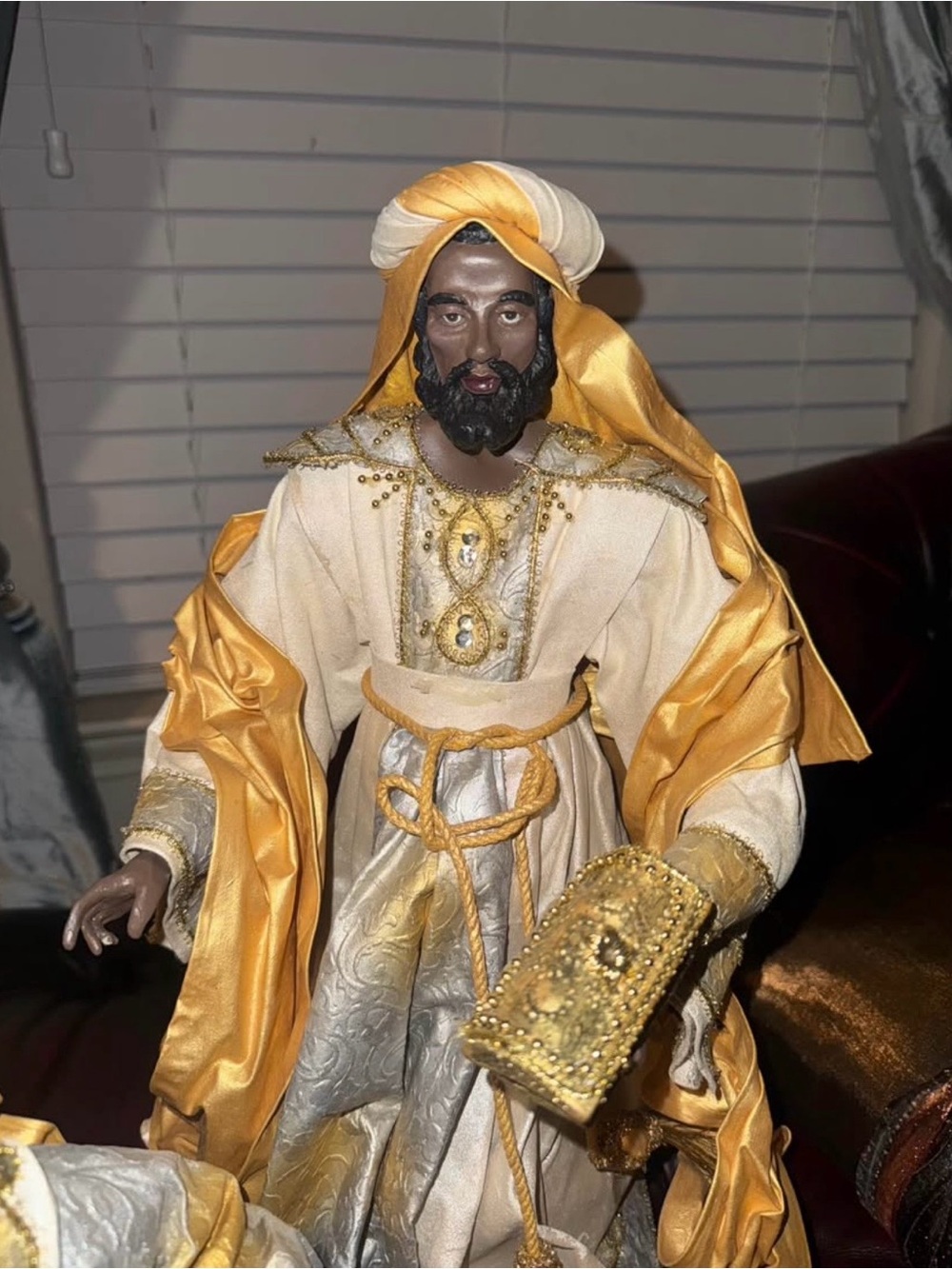 20” Elegant Three Wise Men Nativity Figures – Gold & Ivory Christmas Décor Set - Picture 5 of 6